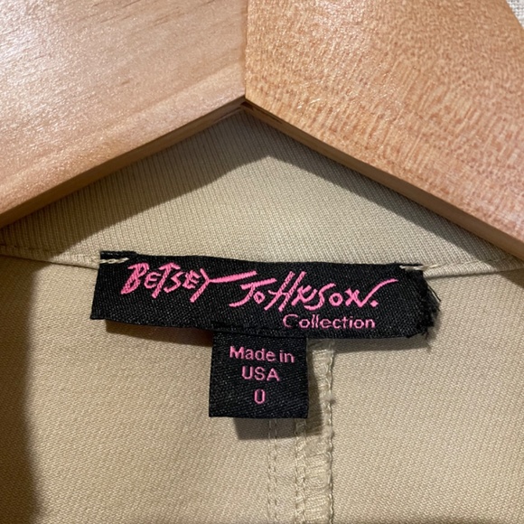 BETSEY JOHNSON khaki tan skull buttons denim jean military jacket, size 0 - Picture 3 of 13